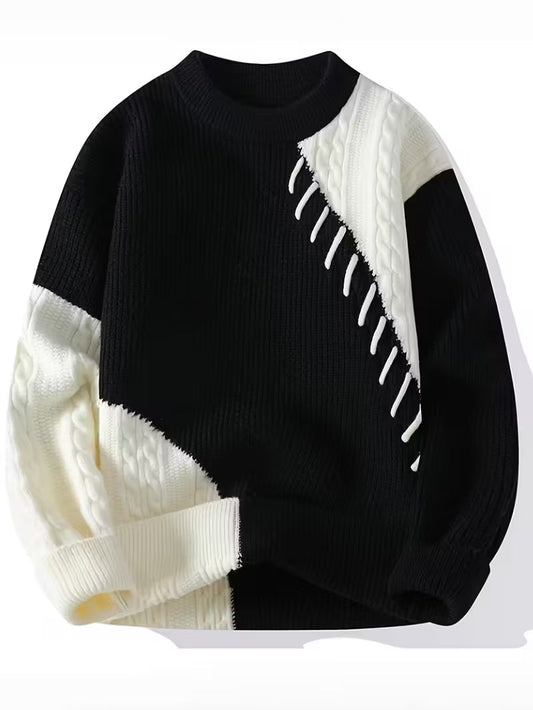 Swebet Menโs Ribbed Knit Sweater โ Cozy Long Sleeve Pullover