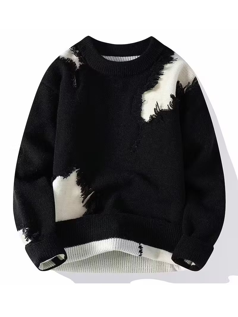 Swebet Men’s & Teen Boys’ Distressed Knit Sweater – Casual Pullover