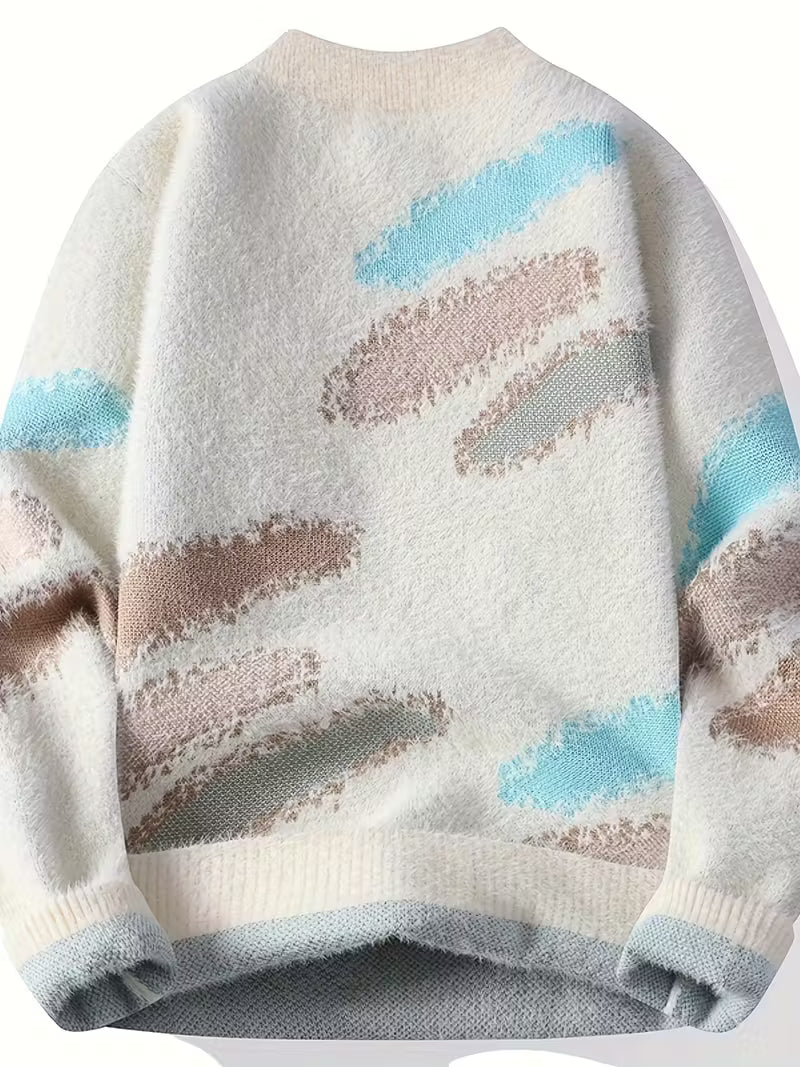 Swebet Men’s & Teen Casual Round Neck Sweater – Soft Beige Knit Pullover