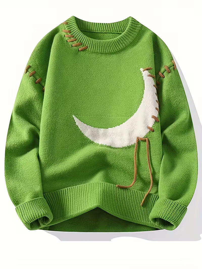 Swebet Men’s Loose Fit Distressed Sweater – Black Asymmetrical Hem Pullover