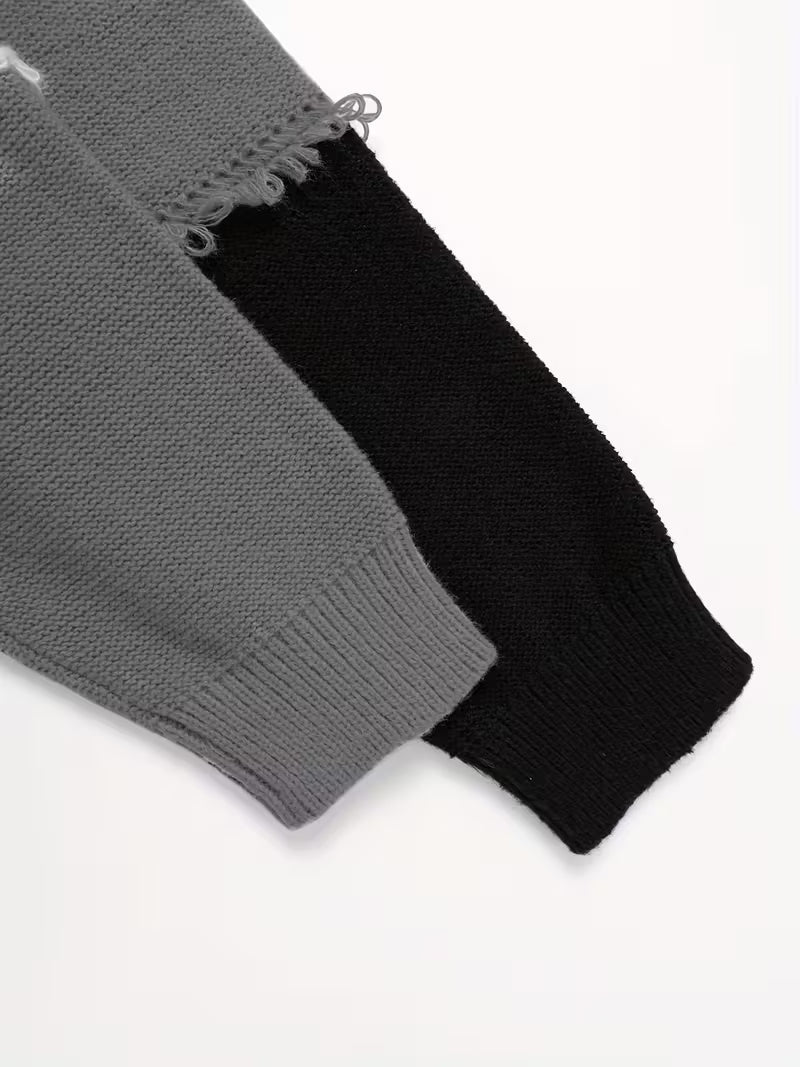 Swebet Men’s Color Block Fringe Sweater – Trendy Fall & Winter Pullover