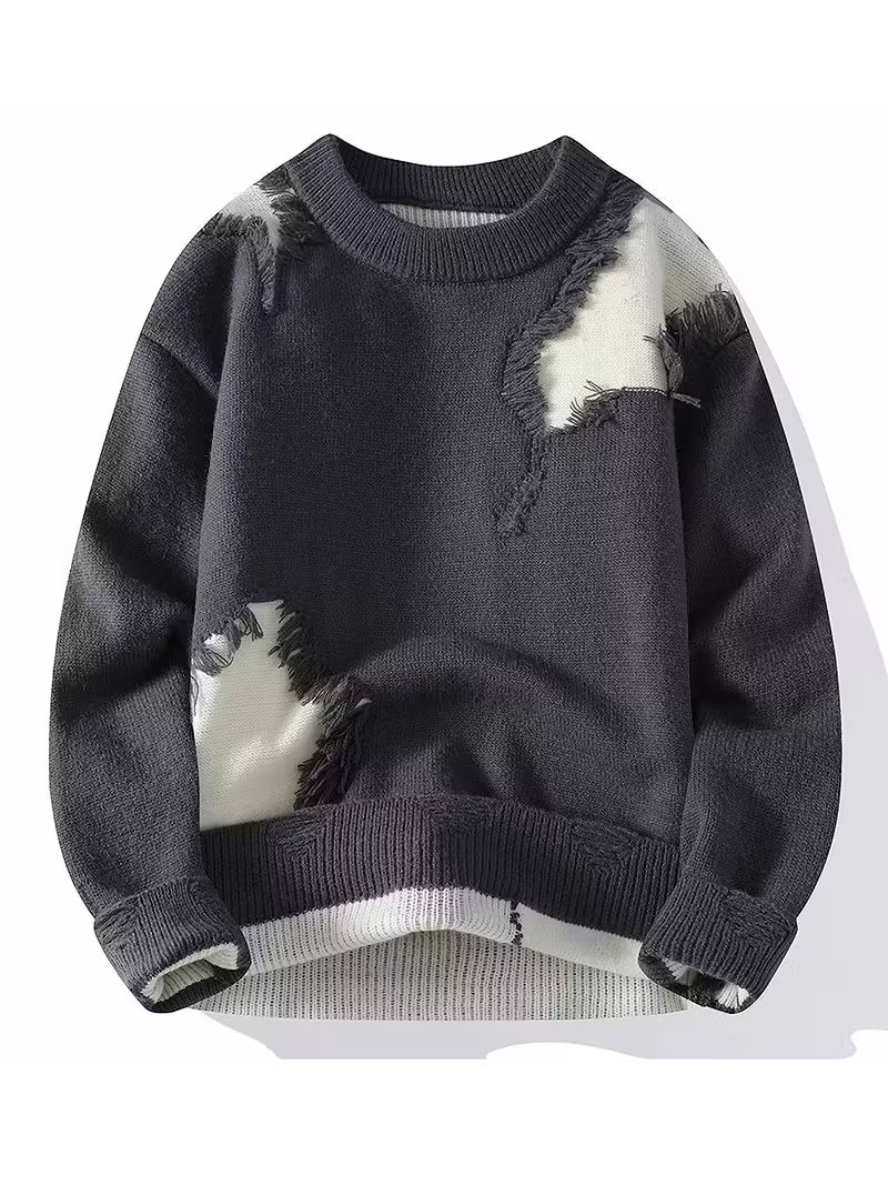 Swebet Men’s & Teen Boys’ Distressed Knit Sweater – Casual Pullover